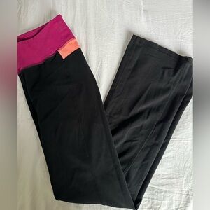 Old Navy Black flare leggings with Pink and Orange Waistband